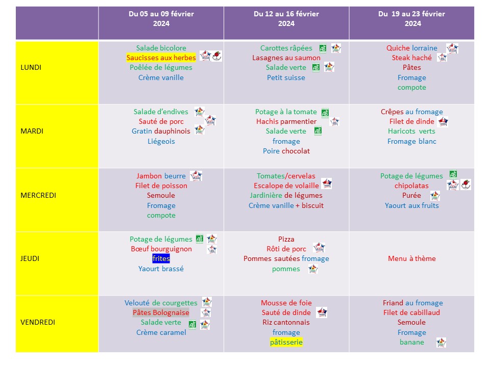 Menus février 2024 Commune Saint Denis de Gastines